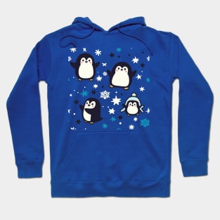 Kawaii Penguins With Winter Snowflakes Seamless Pattern For Christmas Time Hoodie